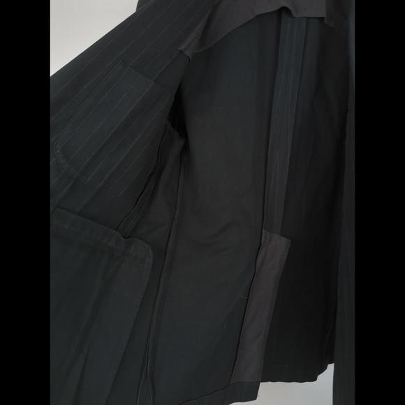 [SOLD] COMME DES GARCONS Sz S Black Gray Cotton Pinstripe Blazer Jacket Japan - Picture 8 of 9
